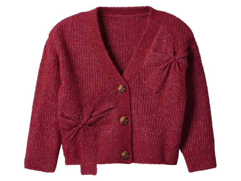 Rood gebreid vest met knopen en strikdetails