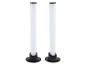 Twee witte buisvormige LED-lampen met zwarte voet en top.