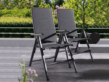 Chaises de jardin en aluminium anthracite set de 2 LIVARNO home Toronto