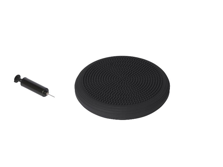 Un disque d'équilibre noir avec une pompe manuelle.