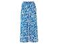 Pantalon large à imprimé bleu et blanc.