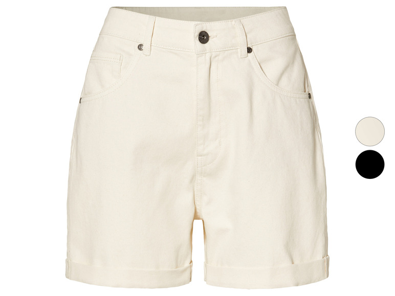 Witte denim shorts met gekrulde zoom.