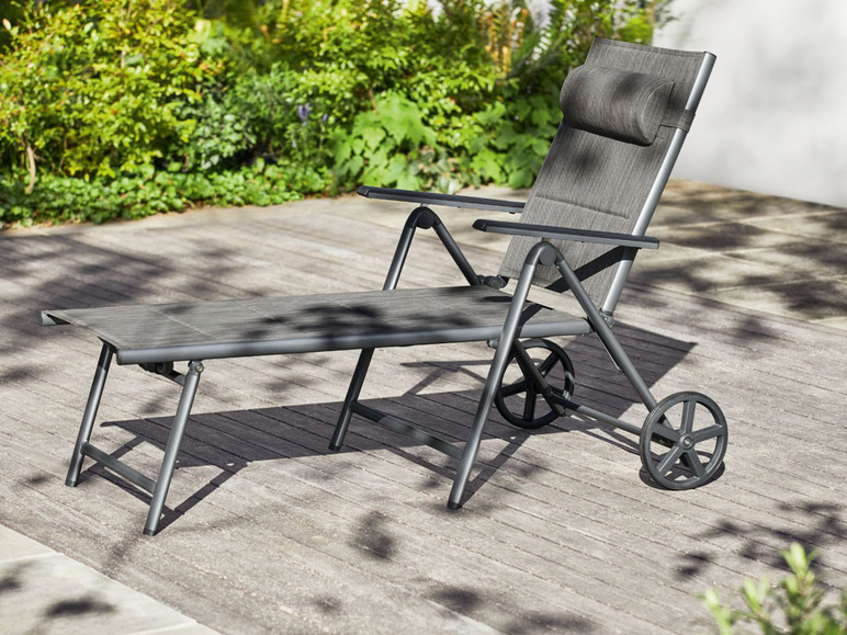 Aller en mode plein écran LIVARNO home Chaise longue en aluminium »Toronto«, pliable, roues - Photo 2