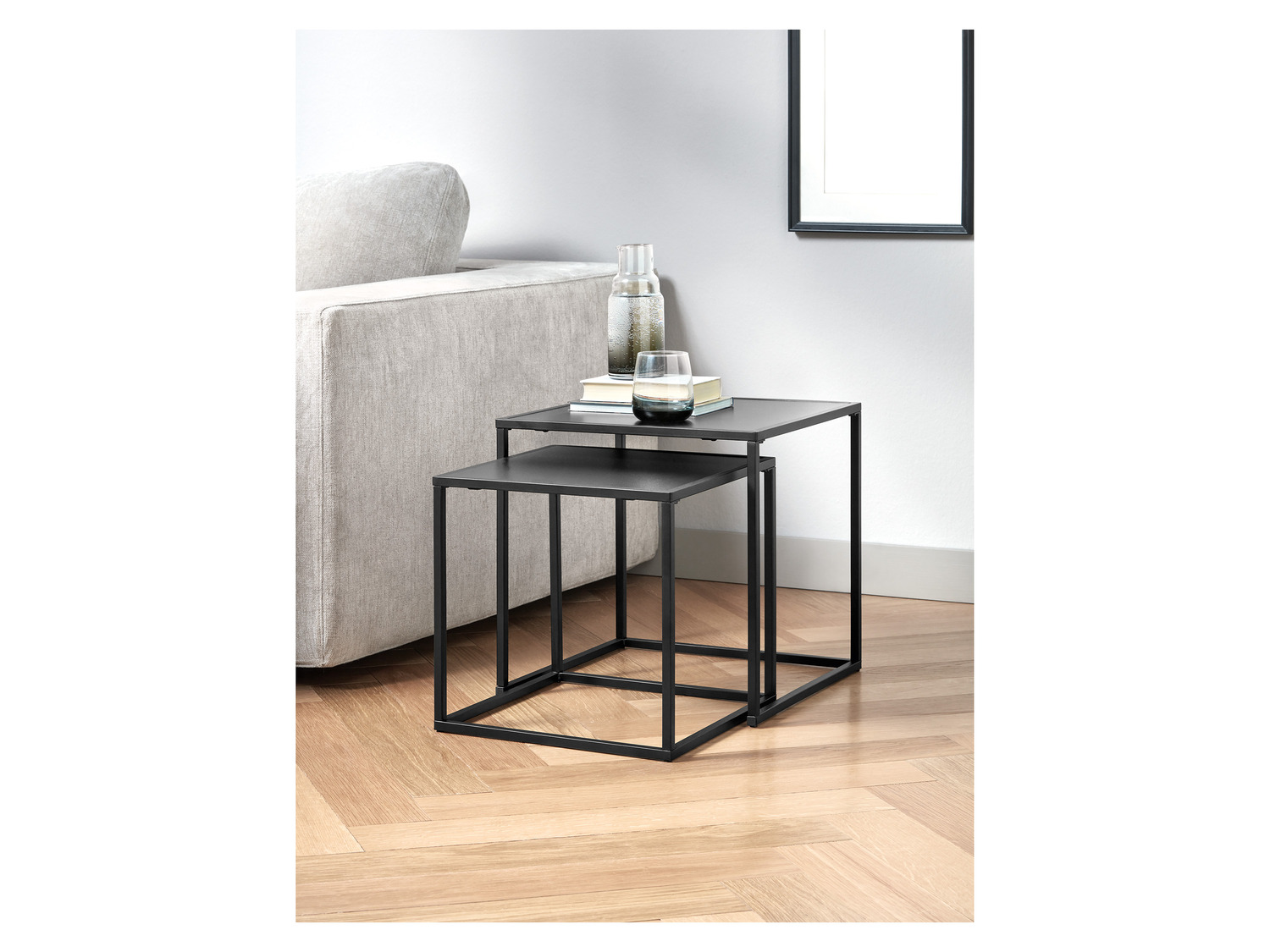 ATMOSPHERA CREATEUR D'INTERIEUR Set van 2 bijzettafels van touw en bamboe, nomadische stijl, houtkleur
