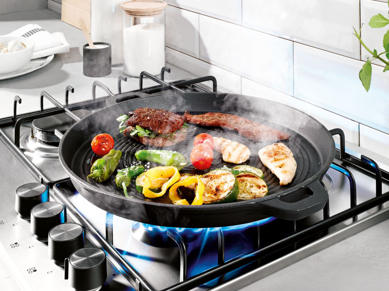 Aller en mode plein écran GRILLMEISTER Poêle pour barbecue, en fonte, Ø 40,5 cm (avec poignées) - Photo 2