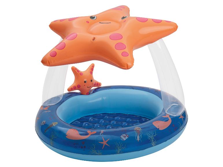 Opblaasbaar babyzwembad met zeester-parasol, oceaan thema.