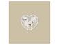 Cadre photo multiple blanc en forme de cœur avec découpes décoratives sur fond beige