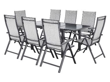 LIVARNO® Ensemble de jardin : table extensible avec 4 fauteuils à haut dossier