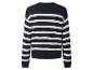 Pull rayé bleu marine et blanc, vue de dos
