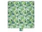 Groene picknickdeken met tropisch bladpatroon.