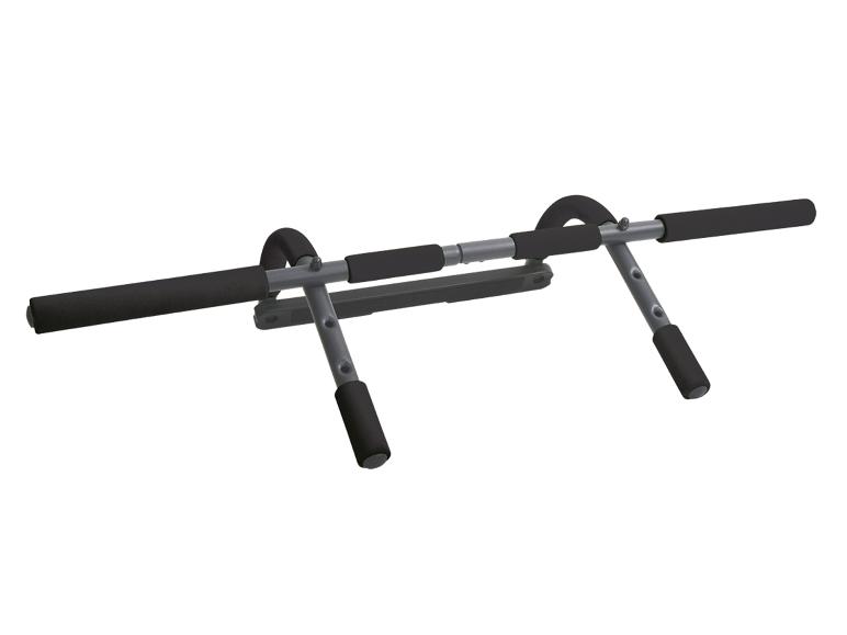 Een pull-up bar met handgrepen in verschillende posities.