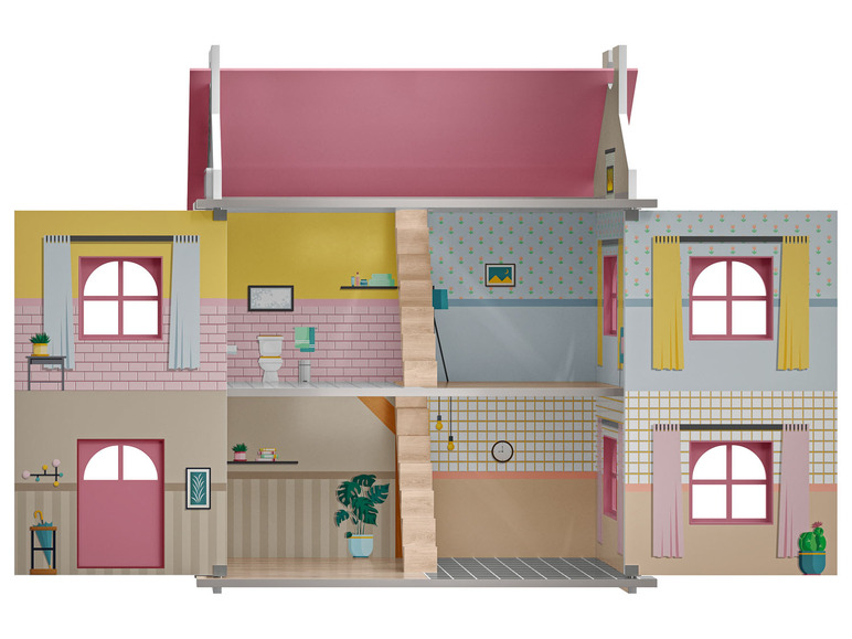 Ga naar volledige schermweergave: Playtive Uitklapbaar houten poppenhuis - afbeelding 17
