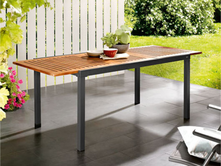 Aller en mode plein écran LIVARNO home Table de jardin en aluminium »Valencia«, plateau en bois extensible - Photo 4
