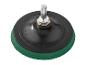 Zwart en groen schuurplateau met metalen as, 115 mm, max. 13.300 tpm.