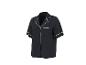 Pyjama femme noir avec détails blancs, manches courtes et poche poitrine.