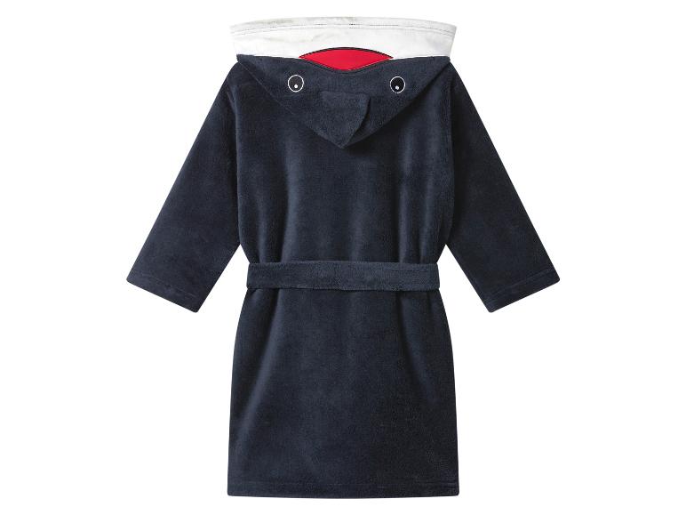 Donkerblauwe kinderbadjas met haaienkap