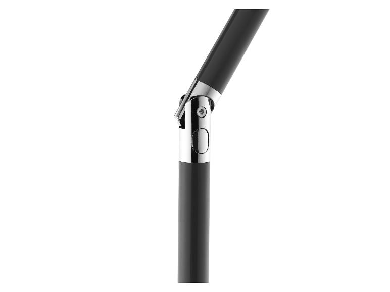Mât de parasol noir avec charnière argentée.