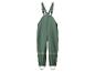 Kinderregenbroek met bretels in groen met reflecterende details.