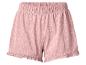 Shorts de pyjama roses à pois blancs et ourlet volanté.