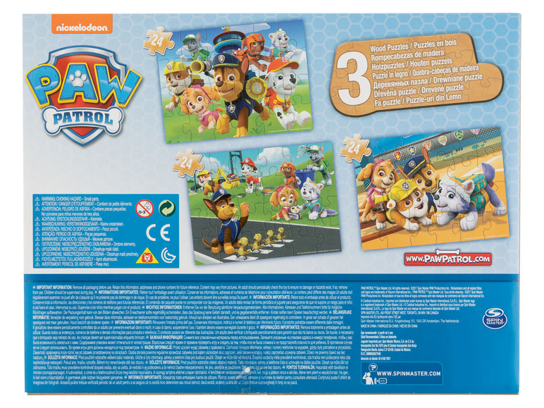 Ga naar volledige schermweergave: Spinmaster 3-in-1 houten puzzel Paw Patrol, 24 stukjes - afbeelding 2