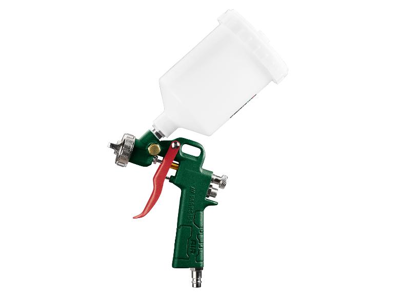 Parkside groen spuitpistool met witte verfbeker