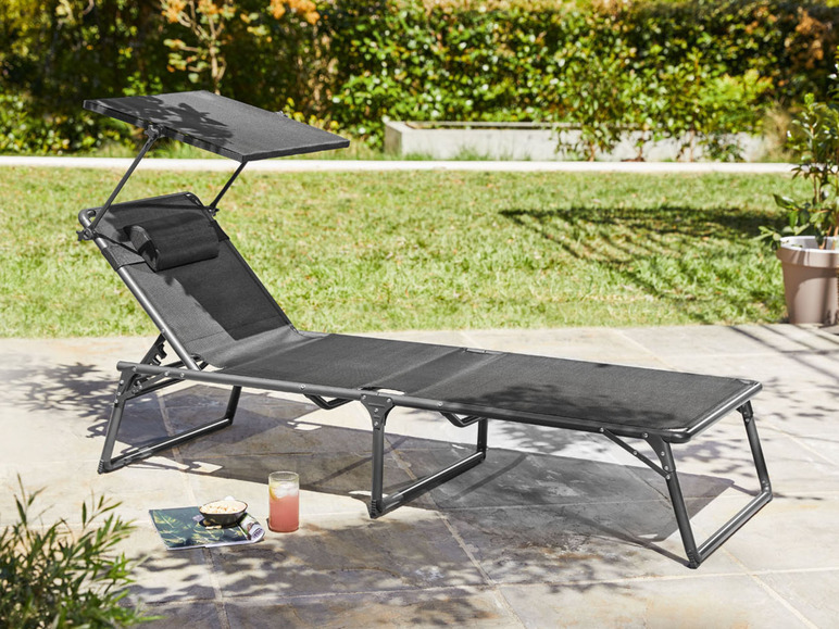 Aller en mode plein écran LIVARNO home Chaise longue en aluminium »Houston«, avec pare-soleil, pliable - Photo 2