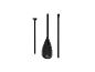 Trois parties de pagaie de paddleboard noires sur fond blanc.