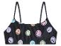 Zwart bikini top met schouderbandjes, Smiley World print.
