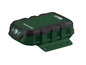 Een groene Parkside powerbank met LED-lamp en X-Team-logo.