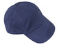 Une casquette de baseball bleu marine avec une visière incurvée.