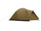 Een groene tent met een opzetbare voortent.