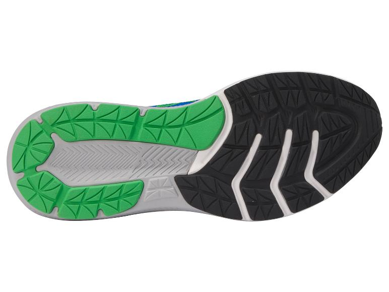 Zool van sportschoenen: groen en zwart.