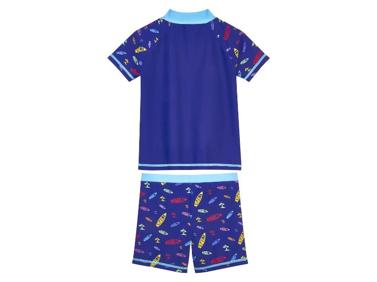 Kinder zwempak: shirt en zwembroek, surfprint.