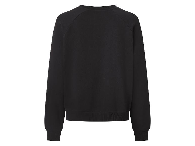 Zwarte sweatshirt met lange mouwen en ronde hals, achterkant.