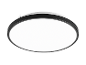 Moderne ronde plafondlamp met zwart frame.