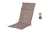 Coussin de chaise longue beige avec attaches, deux échantillons de couleur à droite.