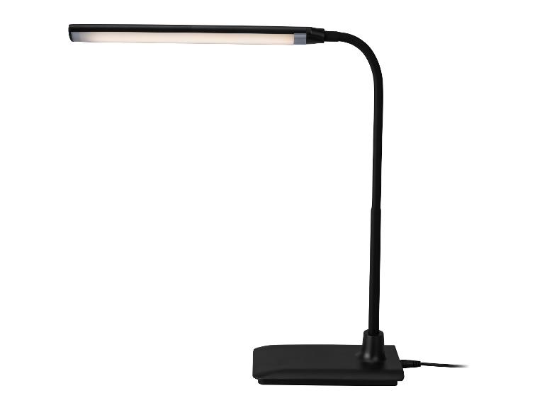 Zwarte LED-bureaulamp met flexibele hals en rechthoekige lichtbalk