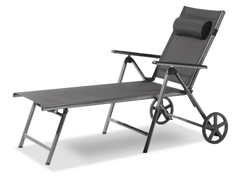 Aller en mode plein écran LIVARNO home Chaise longue en aluminium »Houston«, pliable, roues - Photo 5
