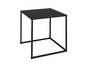 Une table basse en métal noir avec un plateau carré.