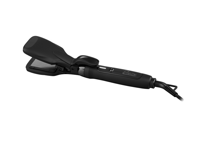 Een zwarte BaByliss stijltang met een draaibaar snoer.