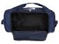 Sac de sport bleu marine avec compartiment principal ouvert et poche latérale pour chaussures.