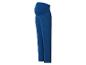 Blauwe zwangerschapsbroek met hoge taille en gekreukelde textuur.