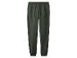 Pantalon de jogging en polaire vert foncé avec taille élastique et une poche arrière.