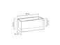 Un pot de fleurs rectangulaire avec des dimensions en centimètres.