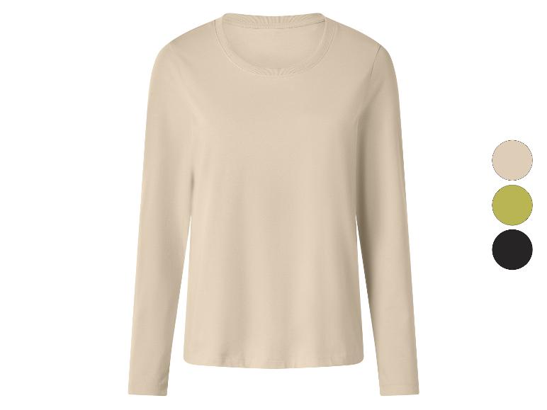 T-shirt à manches longues beige avec échantillons de couleur beige, vert citron et noir.