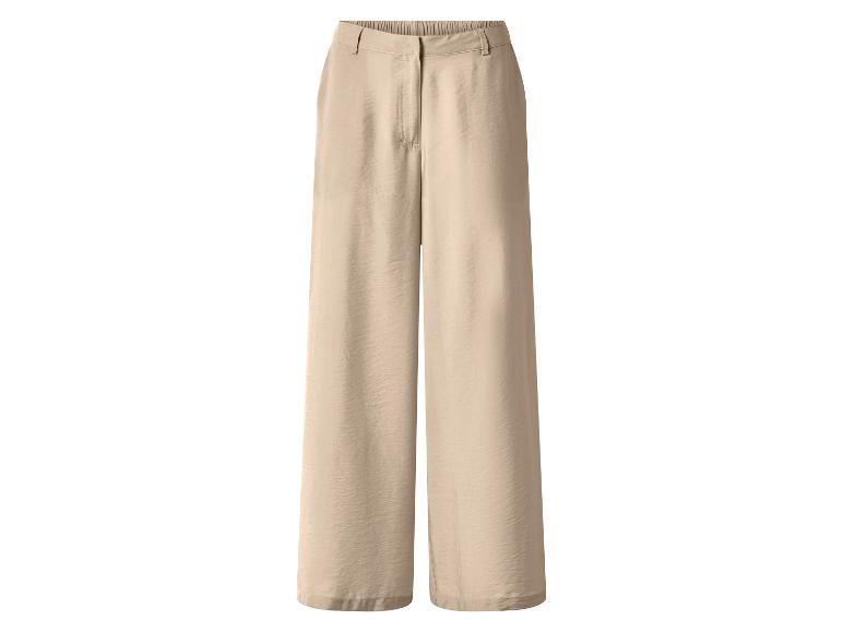 Beige wijde broek met elastische tailleband