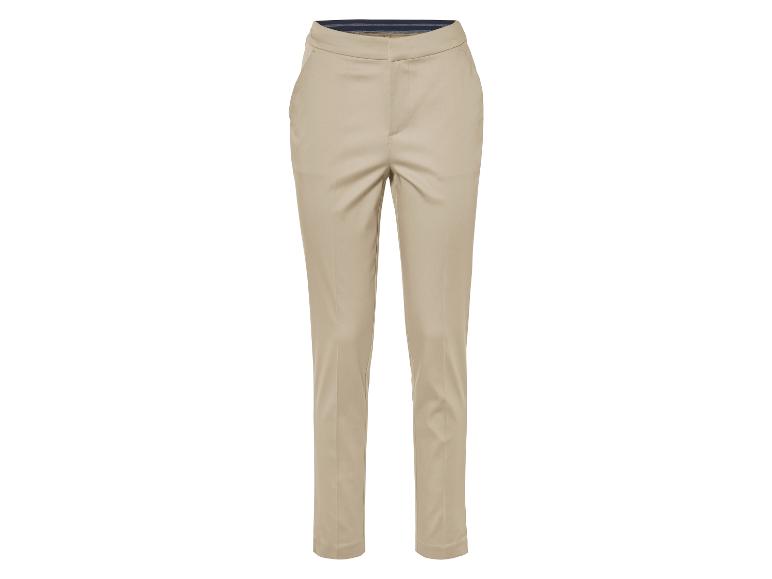 Pantalon beige élégant, coupe droite.