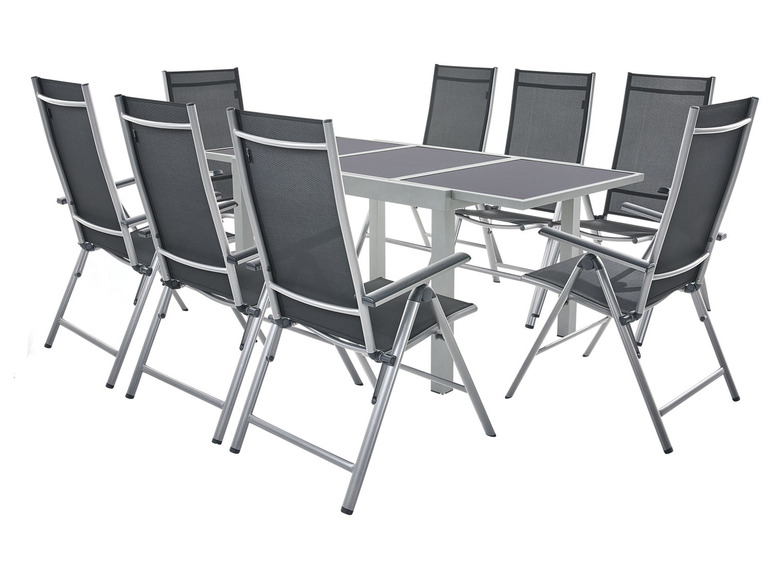 Aller en mode plein écran Set de jardin en aluminium argent/gris avec table extensible et 8 chaises LIVARNO home - Photo 1