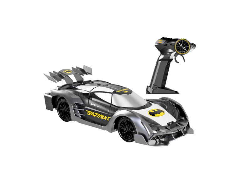 Une voiture de course télécommandée sur le thème de Batman.