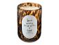 Livarno geurkaars met witte eucalyptus en salie in een glazen pot met luipaardprint.